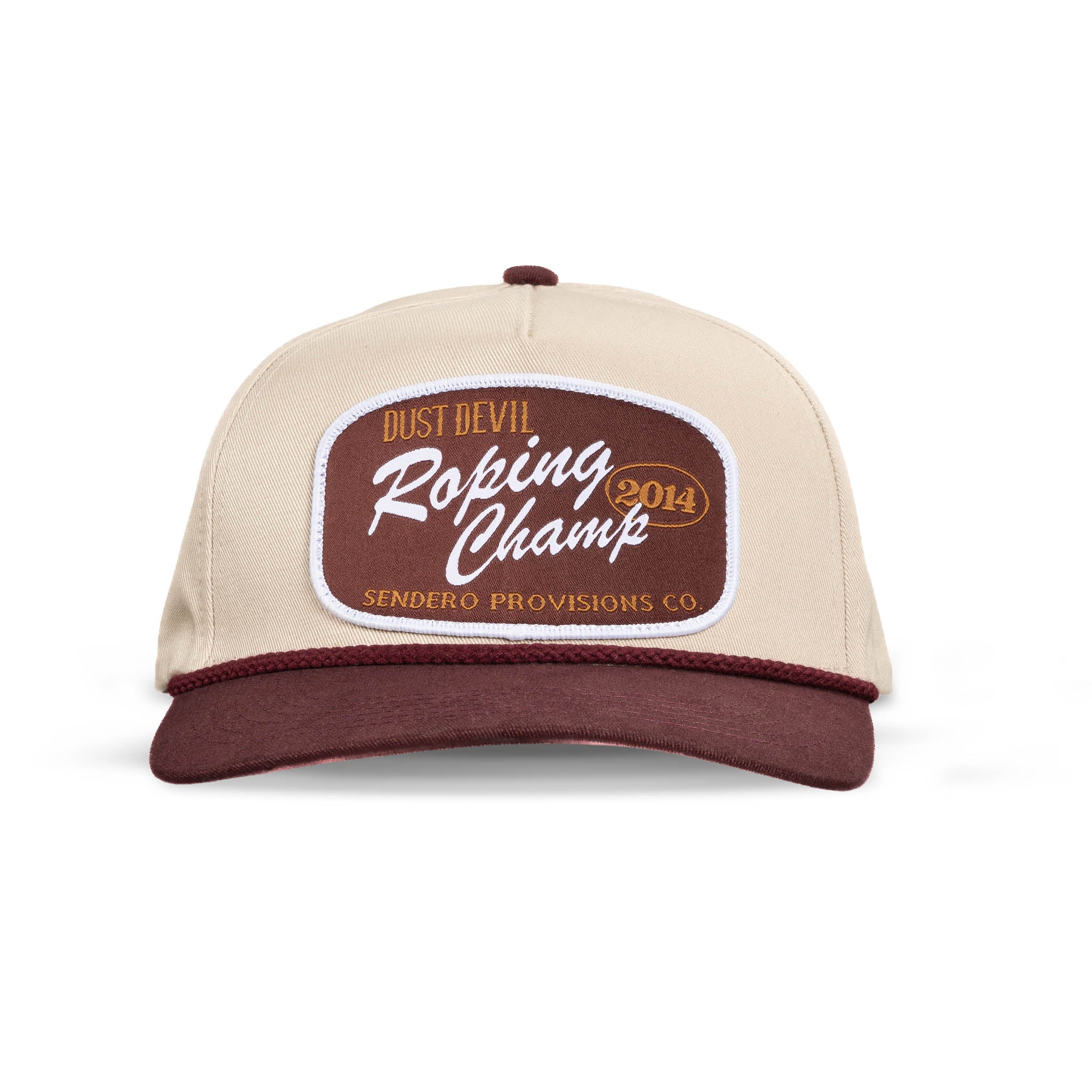 Roping Champ Snapback Hat- White/Brown